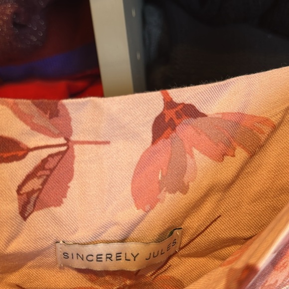 Sincerely Jules pink floral elastic waistband front tie wide leg pants size M - Picture 2 of 4